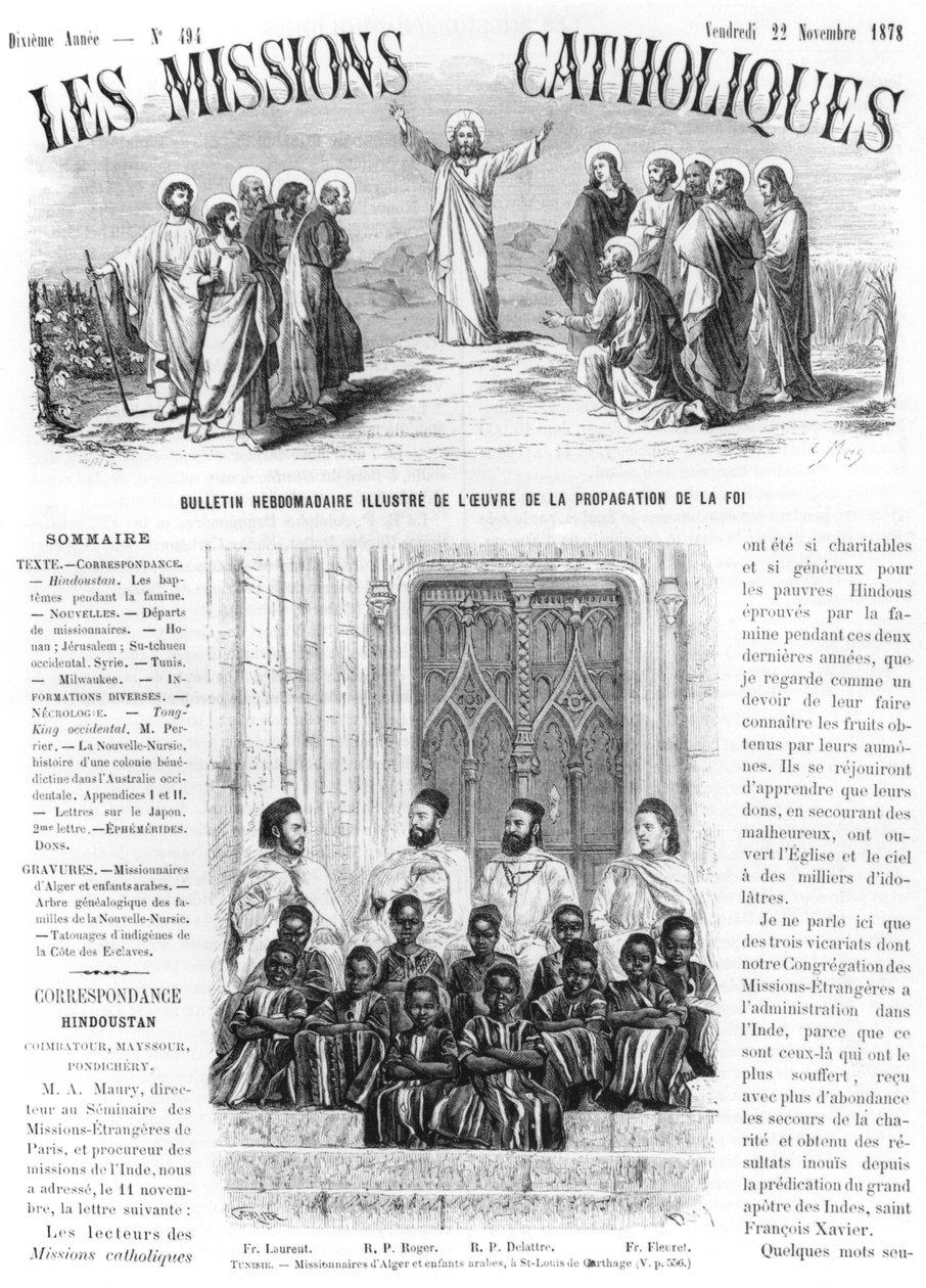 Missionare von Algier und arabische Kinder in St. Louis von Karthago in Tunesien, Illustration aus 