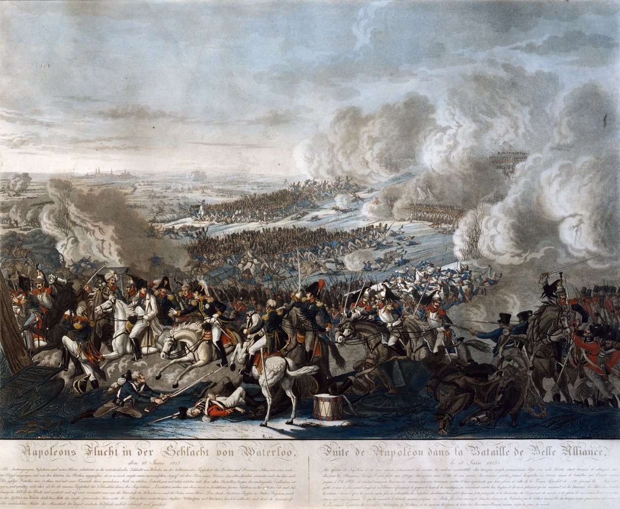 Napoleons Flucht von der Schlacht bei Waterloo, 18. Juni 1815 von German School