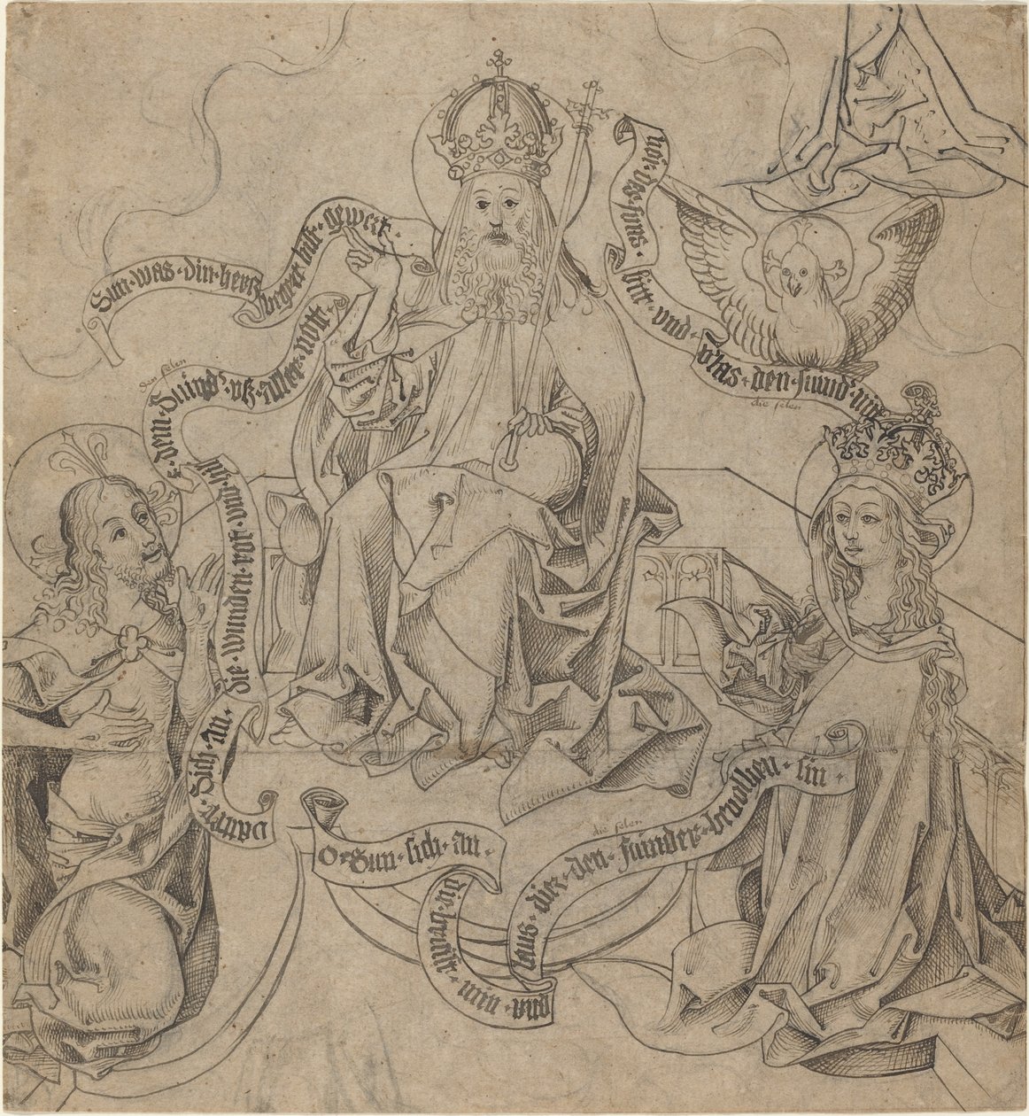 Christus und Maria, die bei Gott dem Vater Fürsprache einlegen von German 15th Century