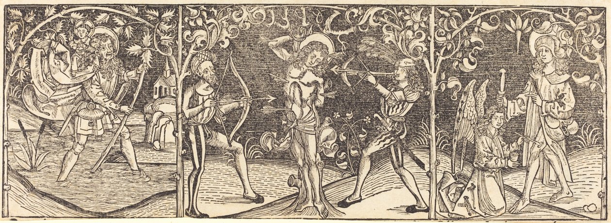 Heilige Christophorus, Sebastian und Rochus von German 15th Century