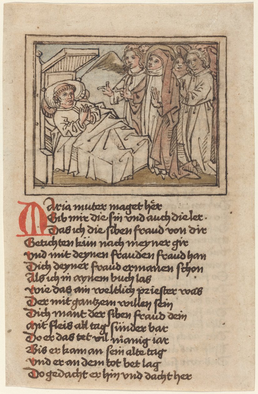 Die Jungfrau erscheint einem sterbenden Priester von German 15th Century