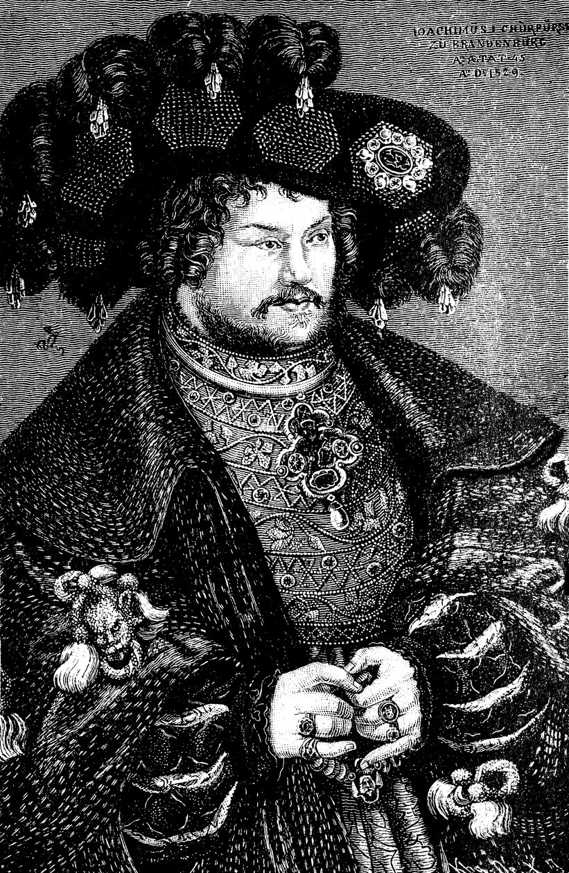 Porträt von Joachim I. Nestor 1484-1535, Kurfürst von Brandenburg, Kopie nach Lucas Cranach d. Ä., 15. Jahrhundert von German Master