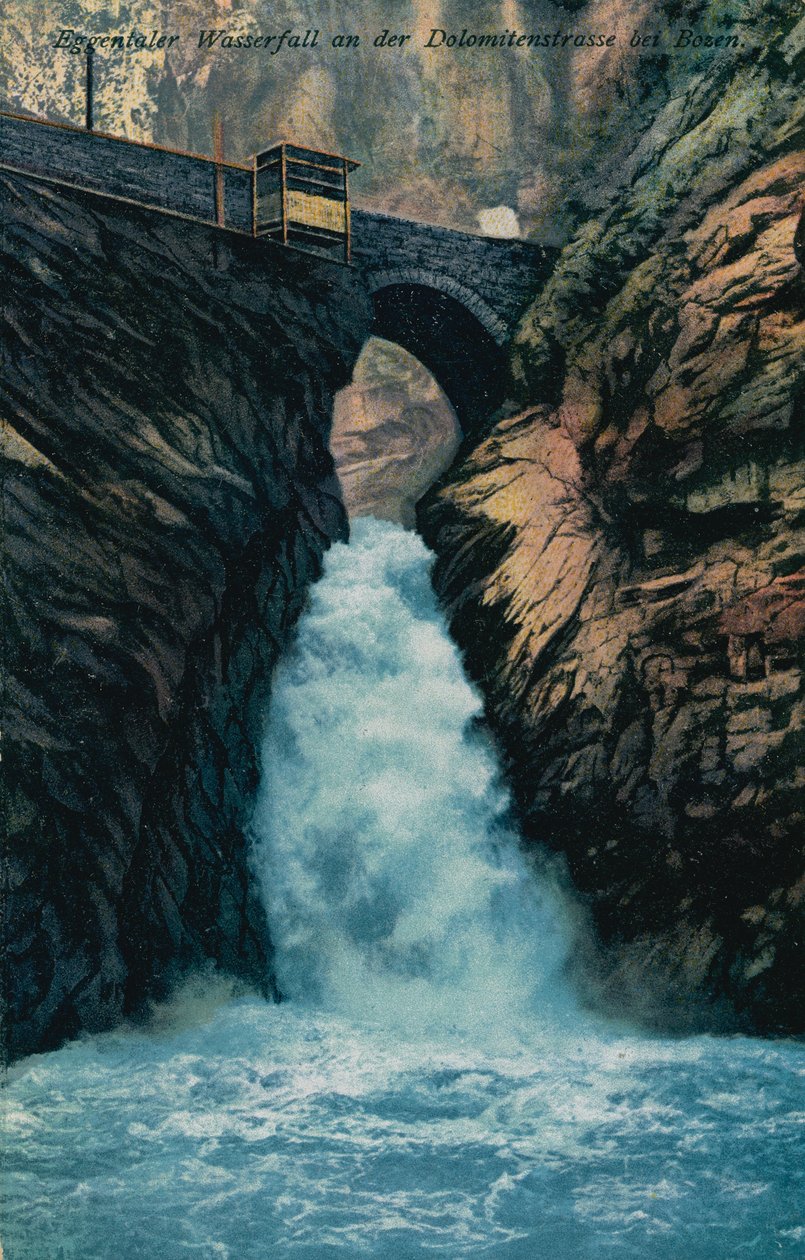 Eggentaler Wasserfall an der Dolomitenstraße bei Bozen. Postkarte gesendet am 7. August 1913. von German Photographer