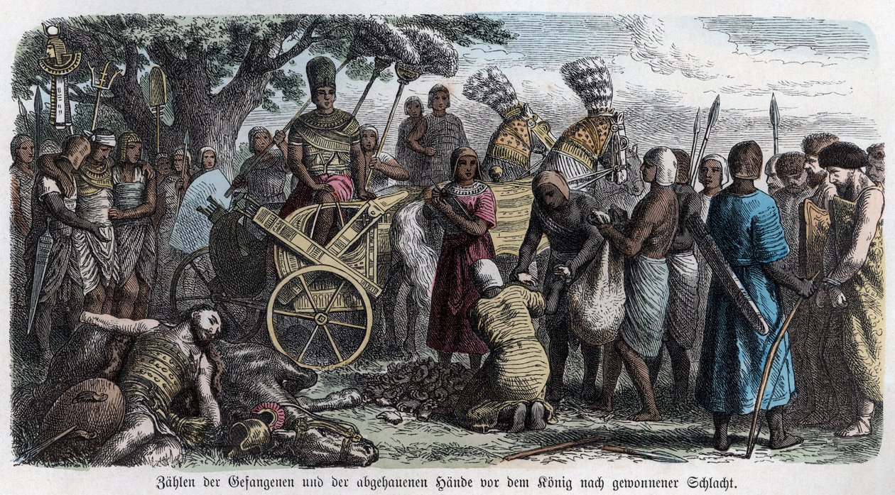 Alte Geschichte. Ägypten. Zählen der abgeschnittenen Hände von Gefangenen. Deutsch (Gravur) von German School