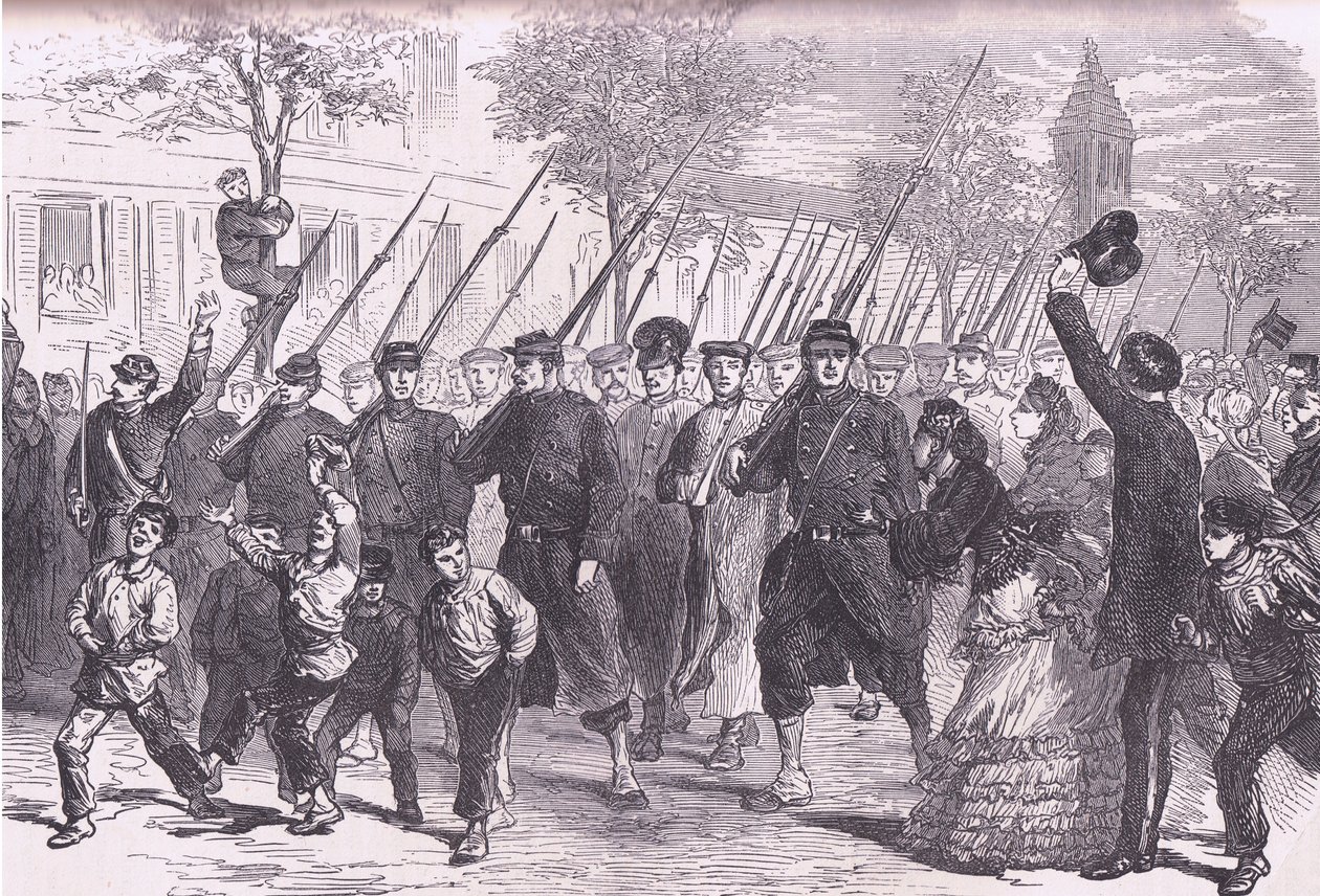 Ankunft preußischer Gefangener in Paris nach der Schlacht vor Bagneun, Cassells Geschichte des Krieges zwischen Frankreich und Deutschland, veröffentlicht von Cassell und Company Limited, ca. 1890 von German School