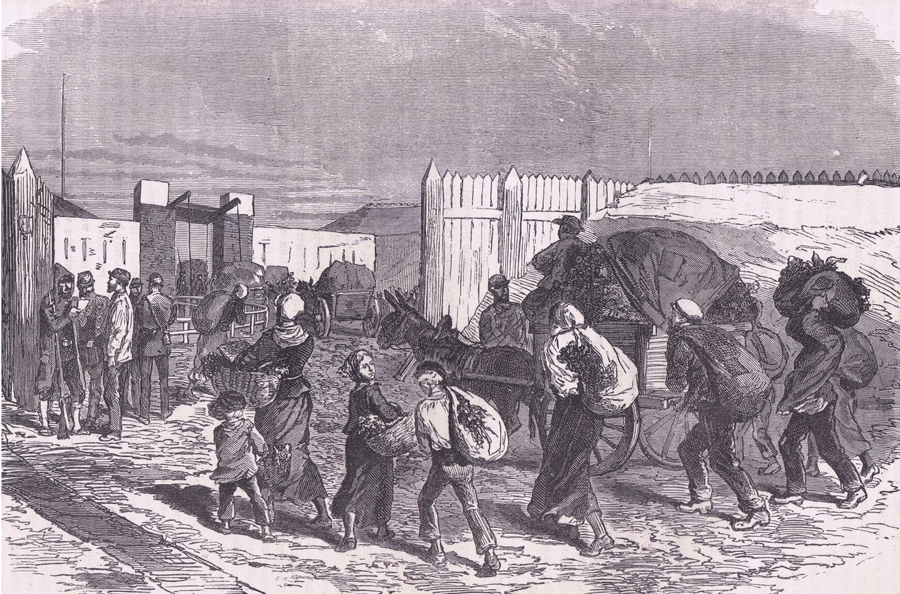 Gemüse aus den Vororten bringen, Cassells Geschichte des Krieges zwischen Frankreich und Deutschland, veröffentlicht von Cassell und Company Limited, ca. 1890 von German School