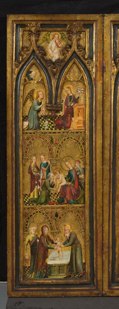 Kreuzigungstriptychon (ehemals bekannt als das Estouteville-Triptychon) (linker Flügel), ca. 1374 von German School