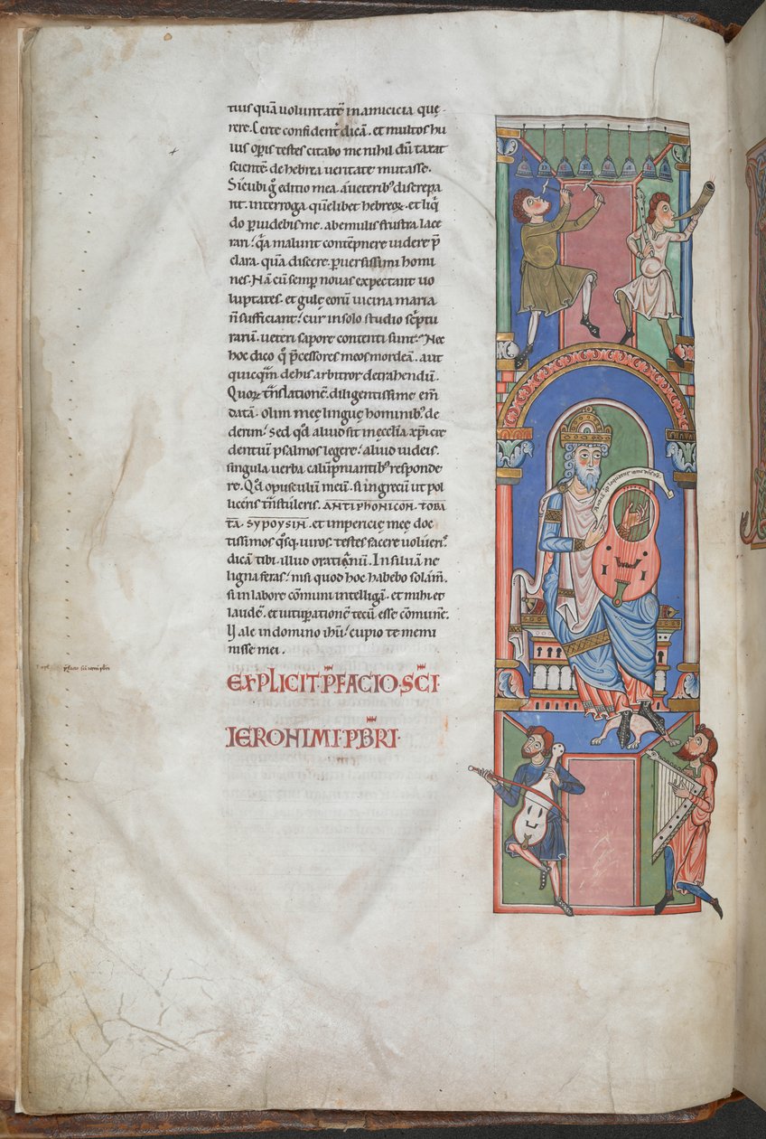 David als Harfenspieler im Vorwort zu den Psalmen, die 