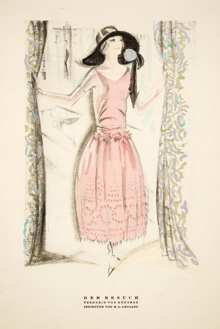 Der Besuch, Teekleid von Gunther, aus Styl, veröffentlicht 1922 von German School