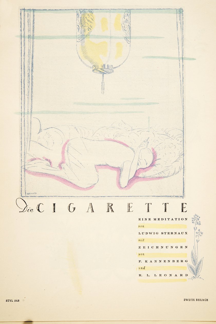 Die Zigarette eine Meditation, aus Styl, veröffentlicht 1922 von German School
