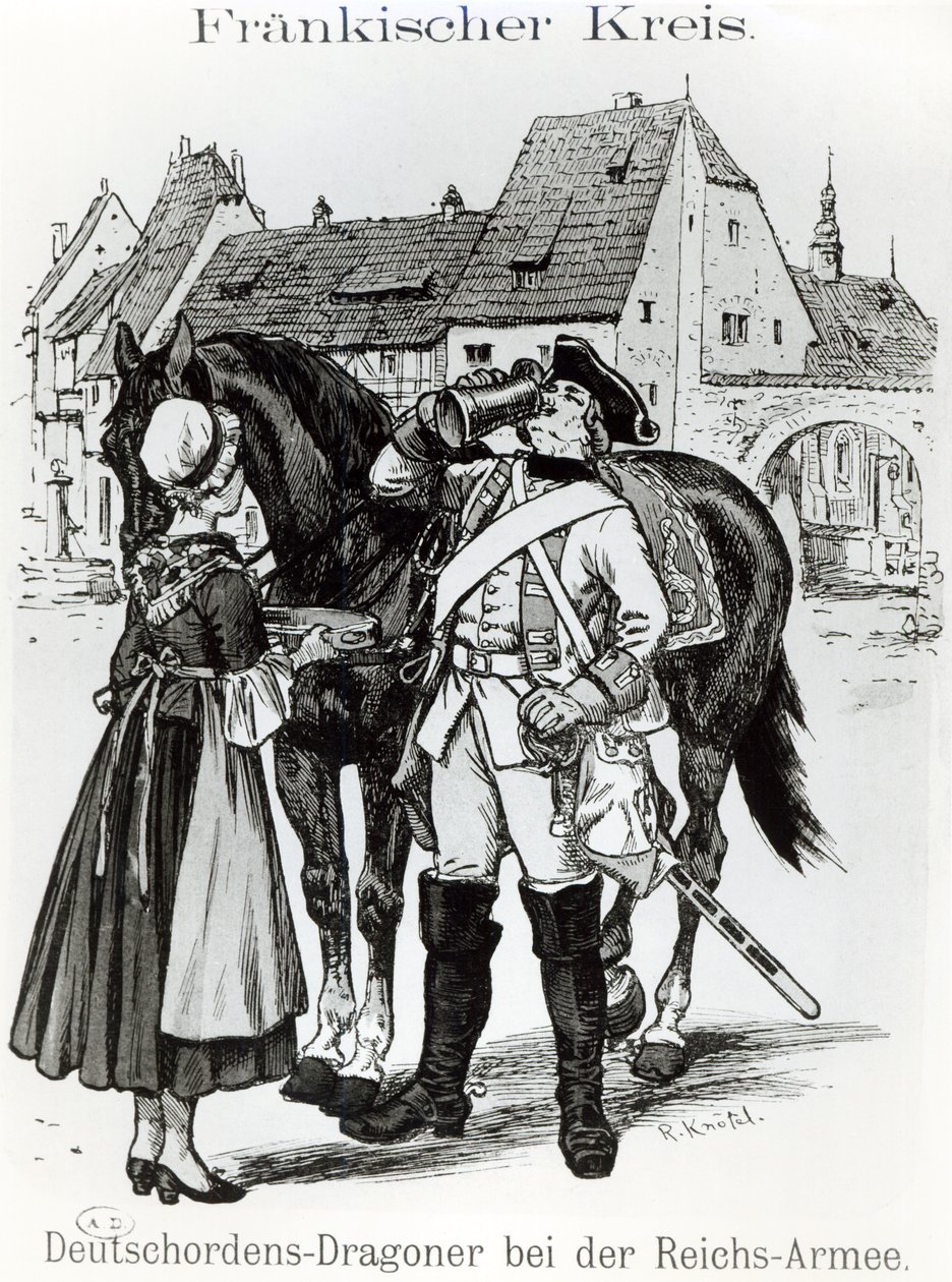 Dragoner des Deutschen Ordens im Jahr 1757 von German School