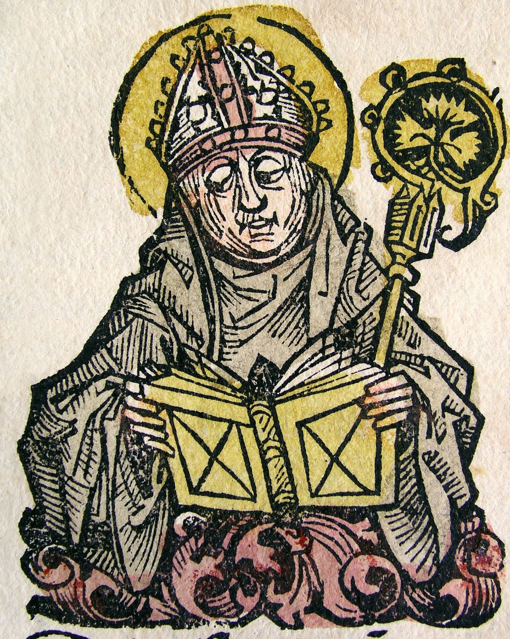 Edmund Rich, der Erzbischof von Canterbury, veröffentlicht in der Nürnberger Chronik, 1493 von German School