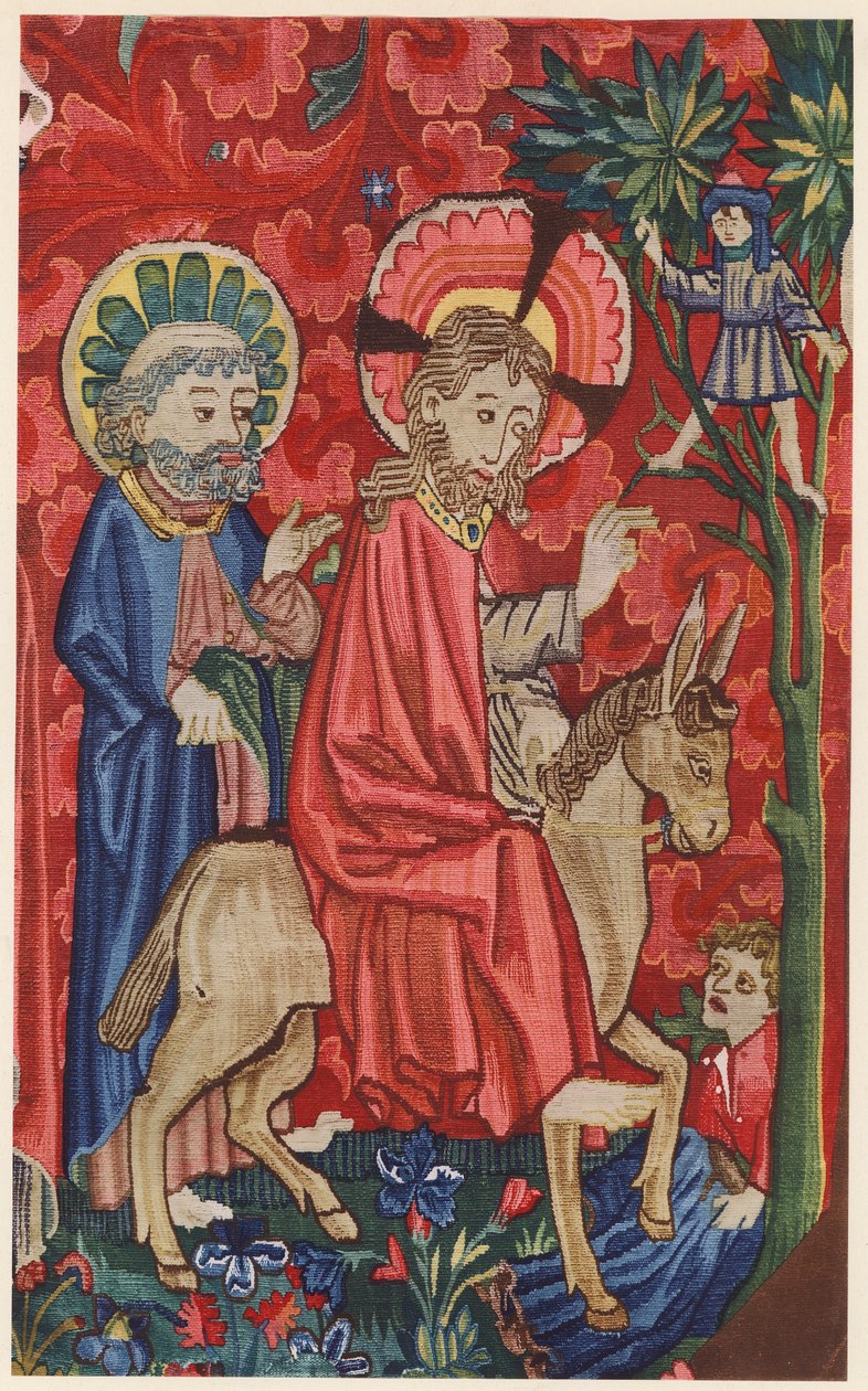 Einzug Jesu Christi in Jerusalem, Wandteppich-Altarfrontal, Basel, um 1440-1450 von German School