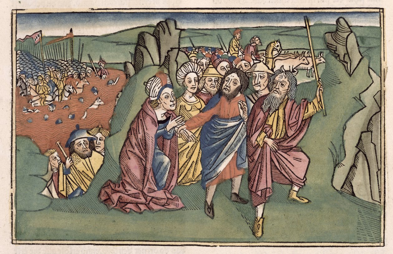 Exodus 14 Mose und die Israeliten überqueren das Rote Meer, aus der Nürnberger Bibel (Biblia Sacra Germanaica) von German School