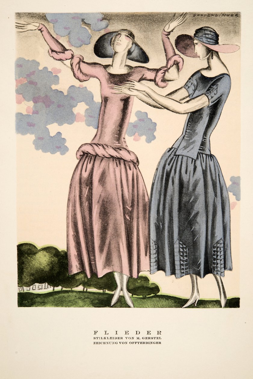 "Flieder", Anzeige für Bekleidung von M. Gerstel, aus Styl, veröffentlicht 1922 von German School