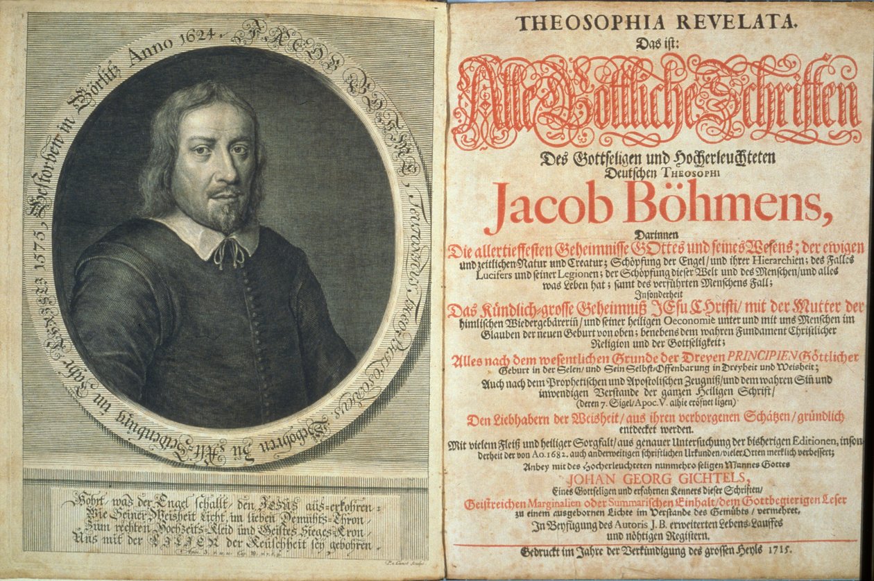 Frontispiz zu Theosophia Revelata von Jacob Boehme, 1715 von German School