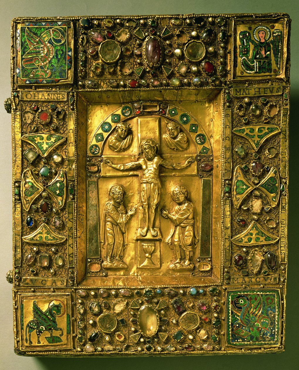 Evangelienbuchdeckel, ottonisch, Deutschland, 11. Jahrhundert (Gold, Email und Halbedelsteine) von German School