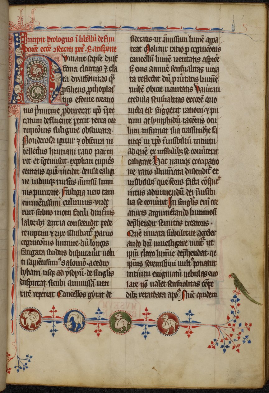 Harley 3973 f.1, Bewohnter Initialbuchstabe 