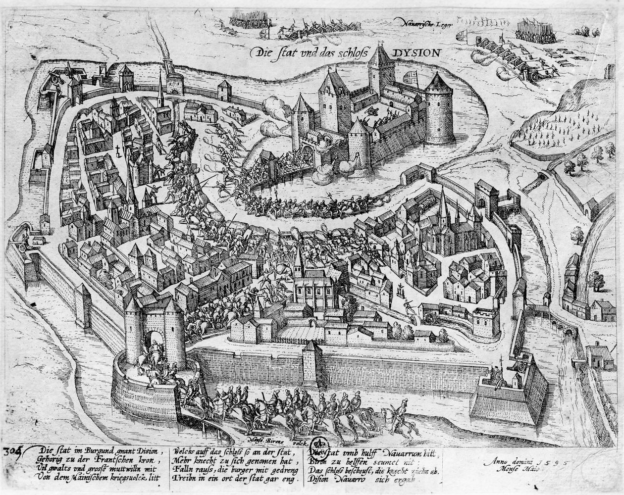 Heinrich IV. (1553-1610) betritt Dijon nach seinem Sieg bei Fontaine-Française über die Spanier, 5. Juni 1595 von German School
