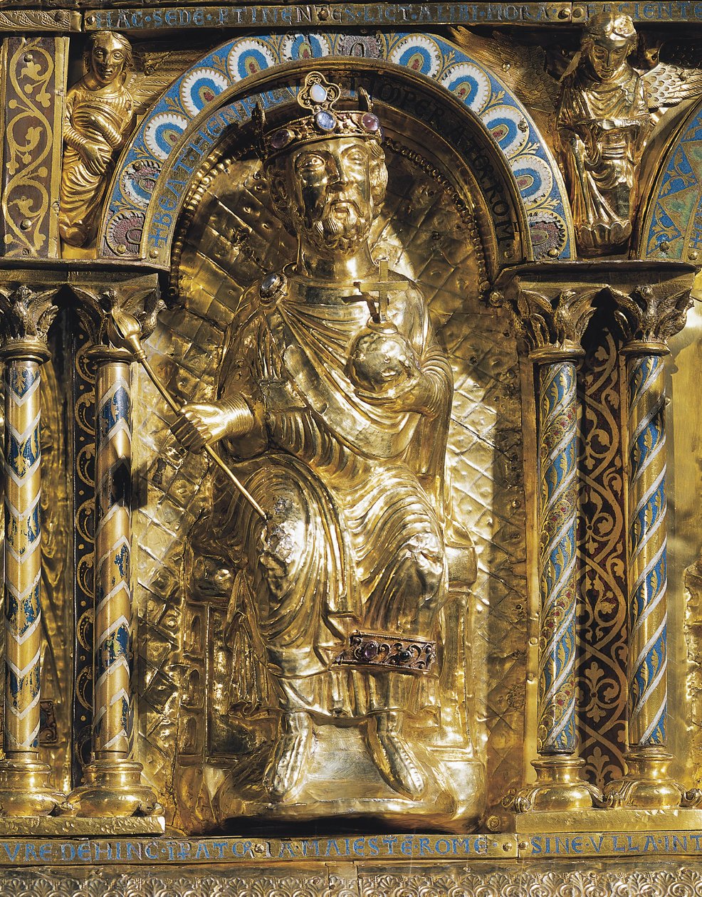 Heinrich II. (973-1024), auch bekannt als St. Heinrich, Heiliger Römischer Kaiser, Detail vom Schrein von Kaiser Karl dem Großen (742-814) 1215 von German School