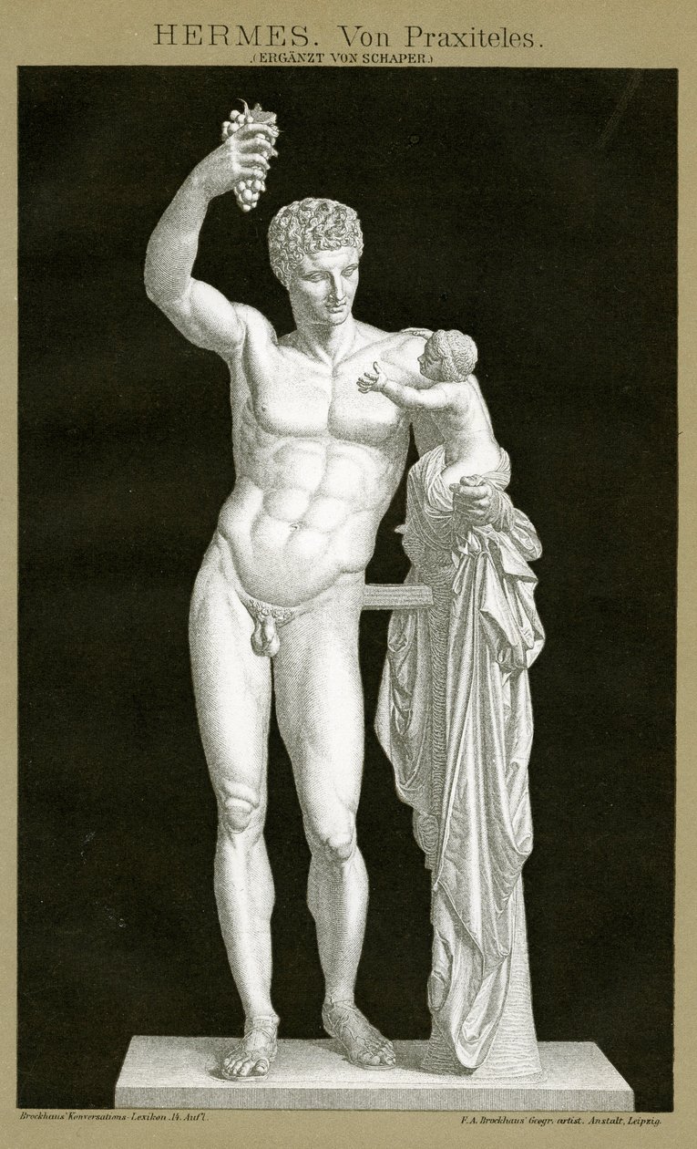 Hermes und der kleine Dionysos, zugeschrieben Praxiteles, ca. 1895 von German School
