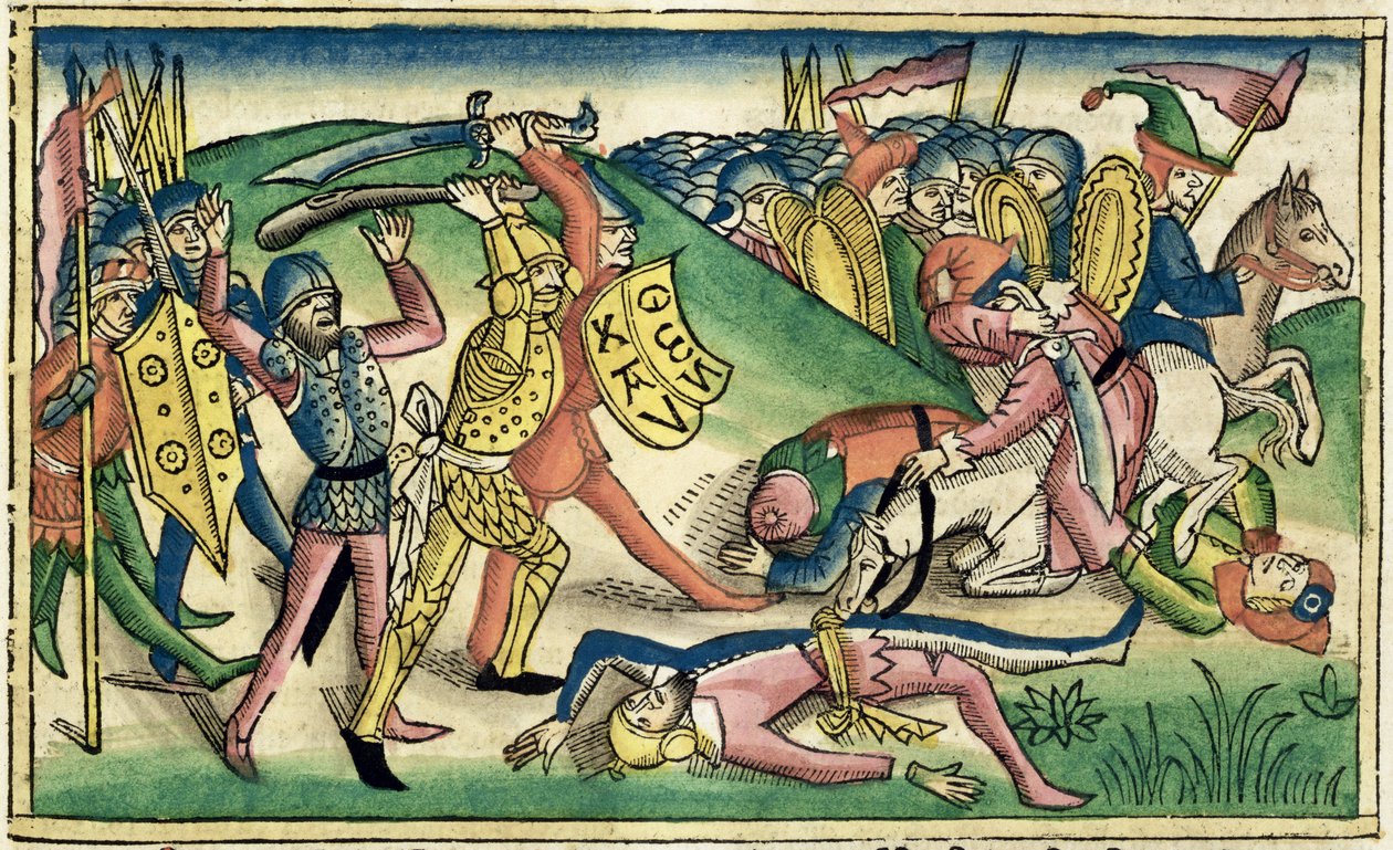 Krieg zwischen Asa und Baesa, aus der Nürnberger Bibel (Biblia Sacra Germanaica) von German School