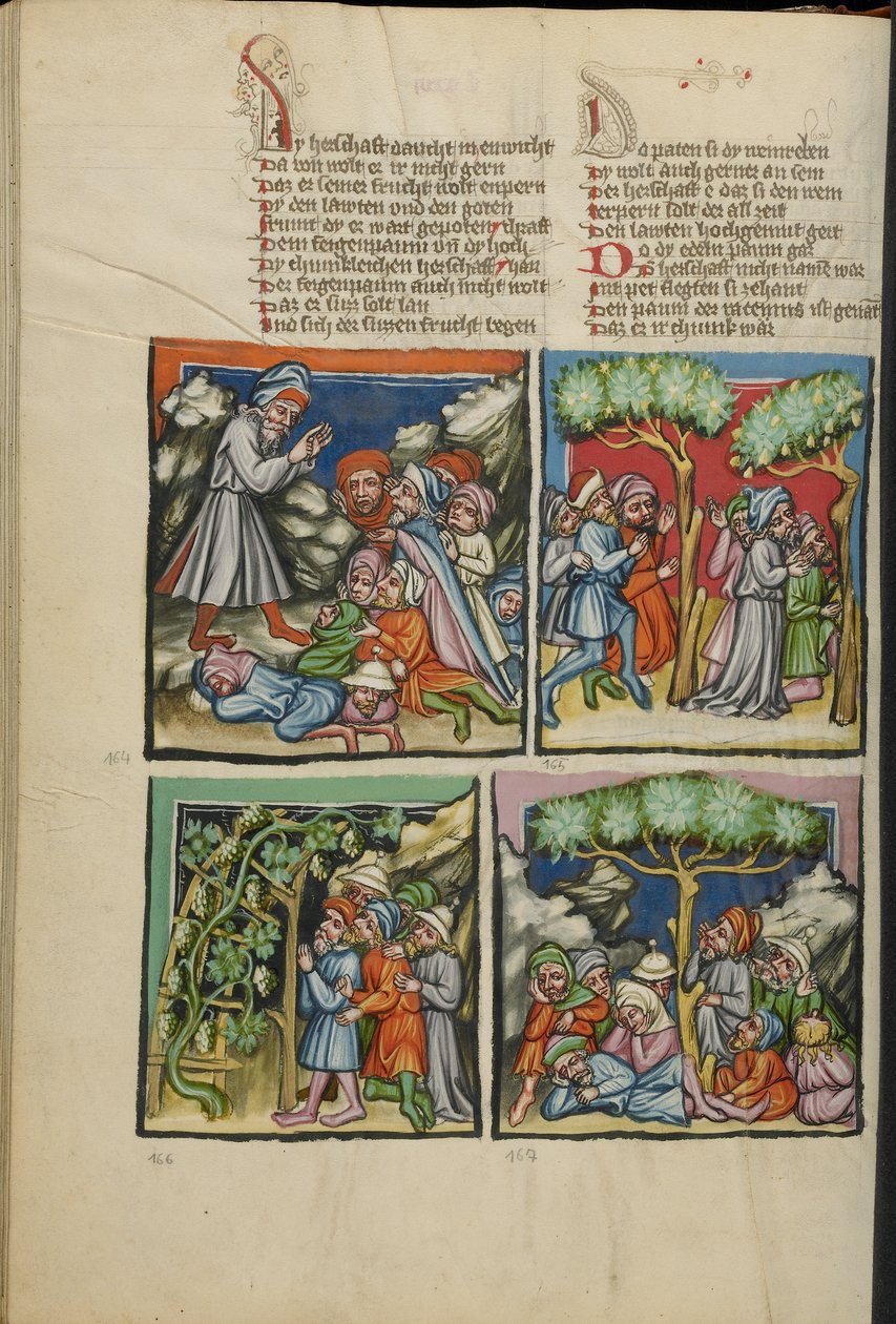 Illustrationen aus Weltchronik Ms 33 fol. 135v, um 1400-10 von German School