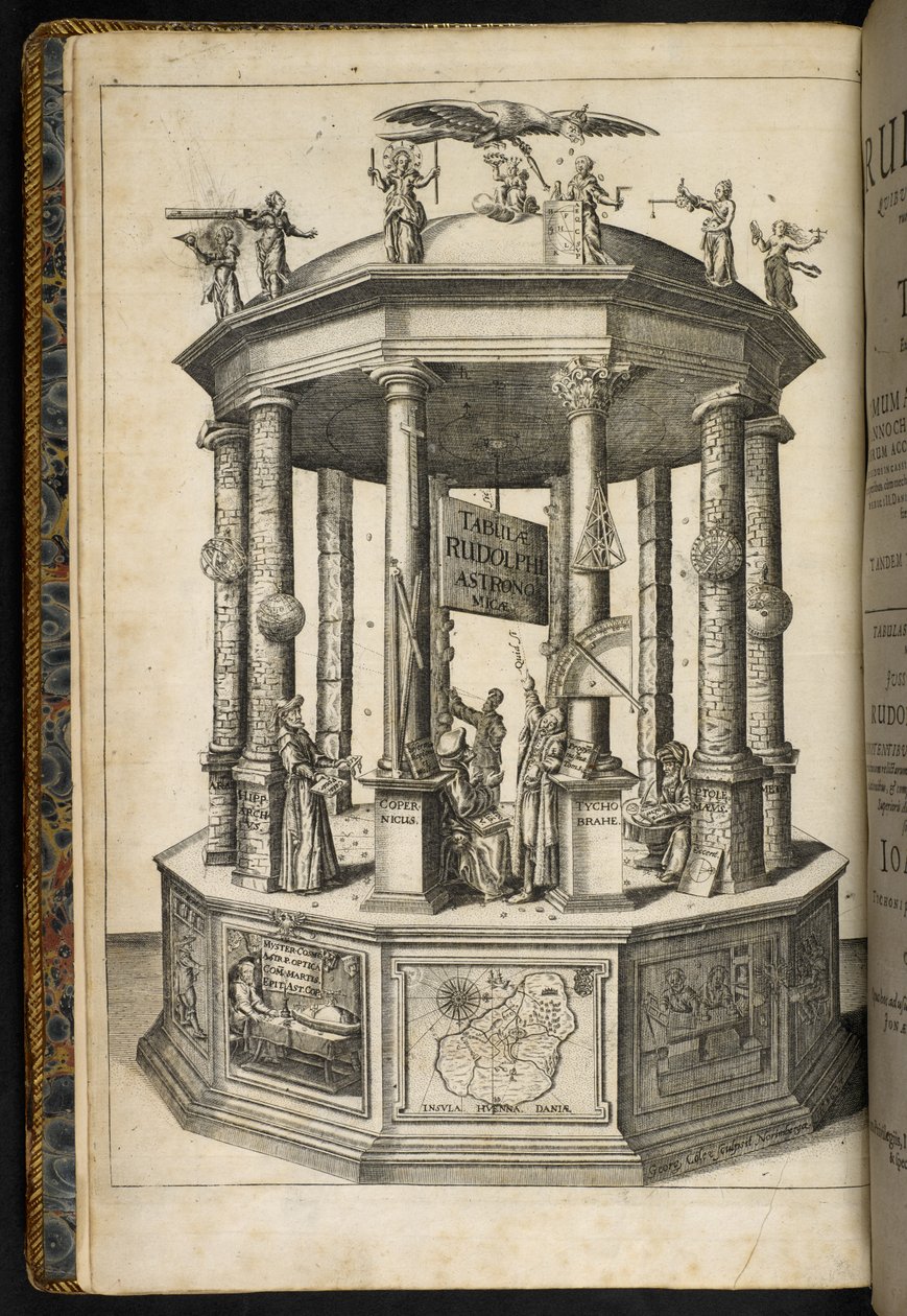 Illustrierte Frontispiz zeigt einen Tempel der Urania, der Muse der Astronomie, aus 