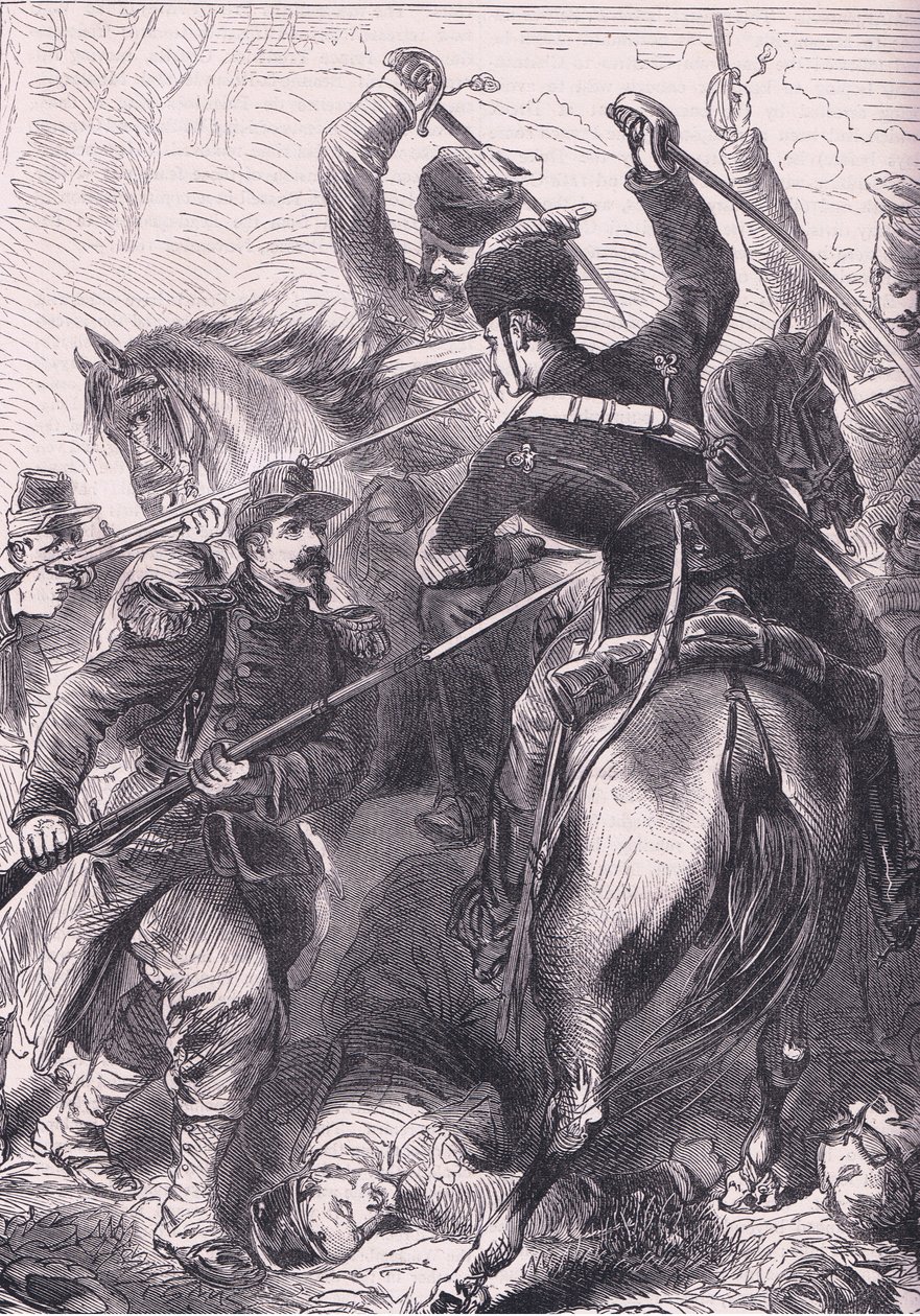 In der Schlacht von Dreux, Cassells Geschichte des Krieges zwischen Frankreich und Deutschland, veröffentlicht von Cassell und Company Limited, ca. 1890 von German School