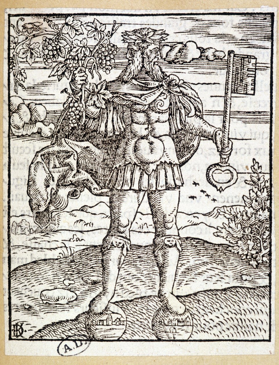 Janus (mit einem Schlüssel in der einen Hand und einem Weinstock in der anderen) - Deutschland von German School