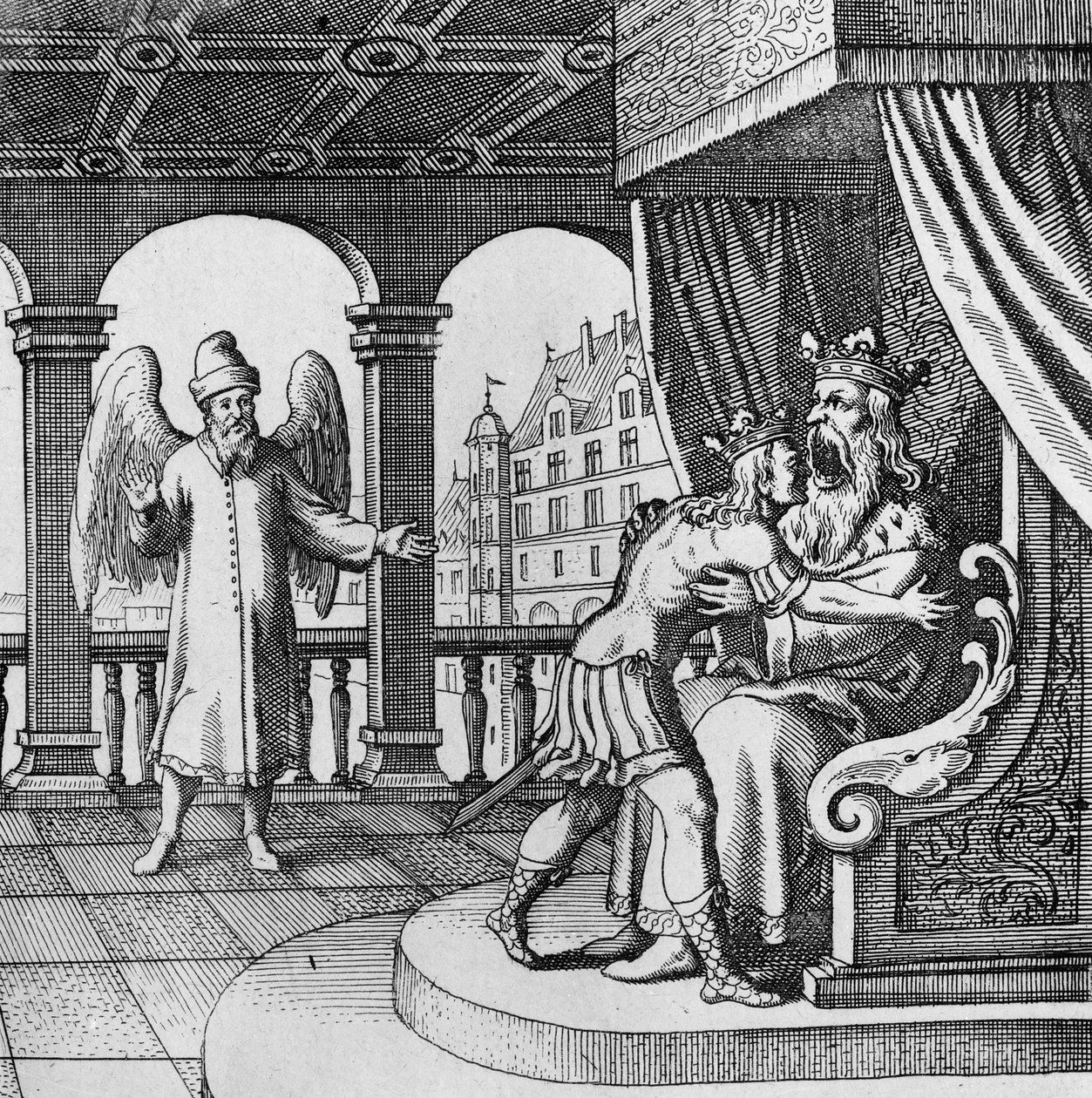 König erfreut sich über die Rückkehr des Prinzen aus dem Musaeum Hermeticum von German School