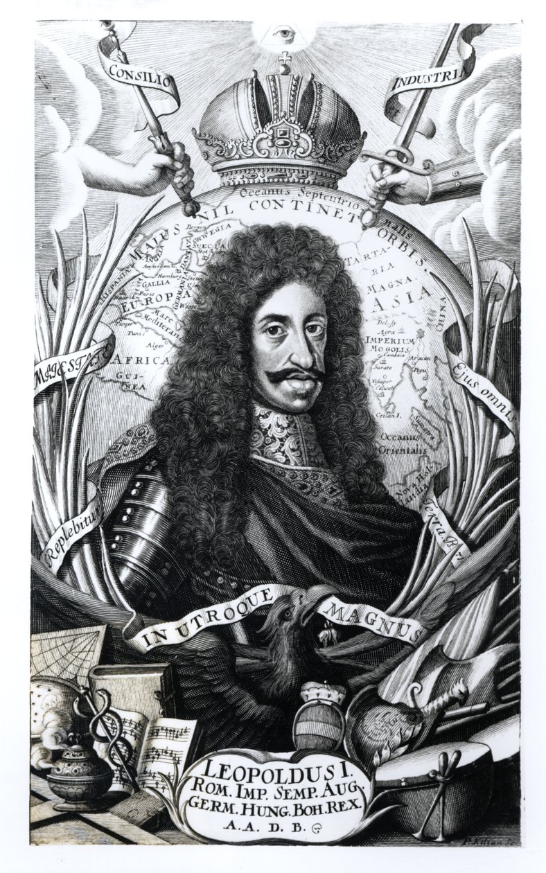 Leopold I. (1640-1705), König von Ungarn und Heiliger Römischer Kaiser, graviert von Philipp Kilian (1628-93) von German School