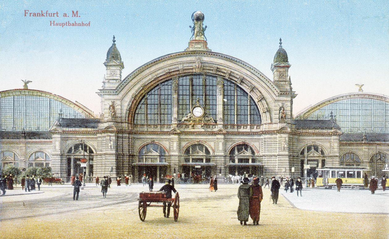 Hauptbahnhof in Frankfurt am Main, ca. 1910 von German School
