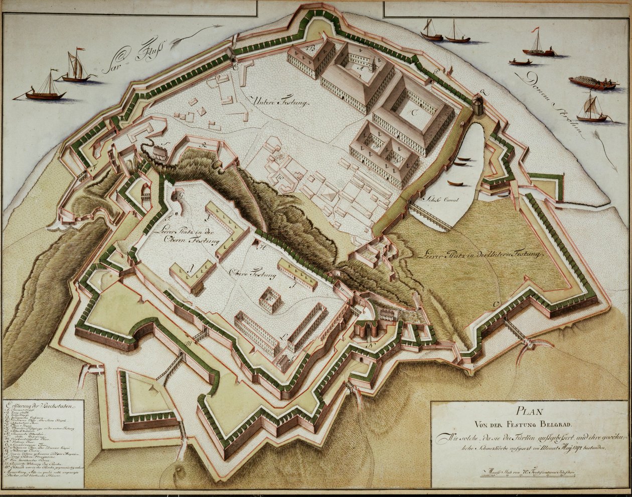 Karte der Festung Belgrad nach ihrer Eroberung durch Feldmarschall Gideon Freiherr von Laudon von German School