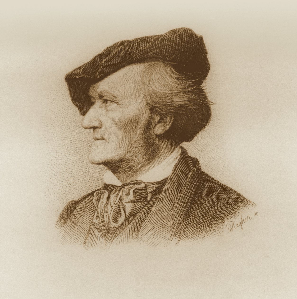 Porträt von Richard Wagner, graviert von Robert Reyher von German School