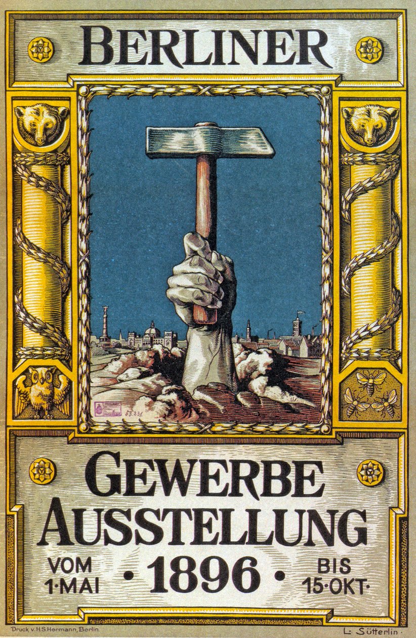 Plakat für die Industrieausstellung in Berlin, Deutschland, 1896 von German School