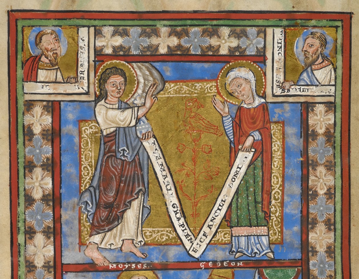 Psalterfragment "Psalter Heinrichs des Löwen", f.7v, Detail mit Verkündigung, ca. 1168-89 von German School