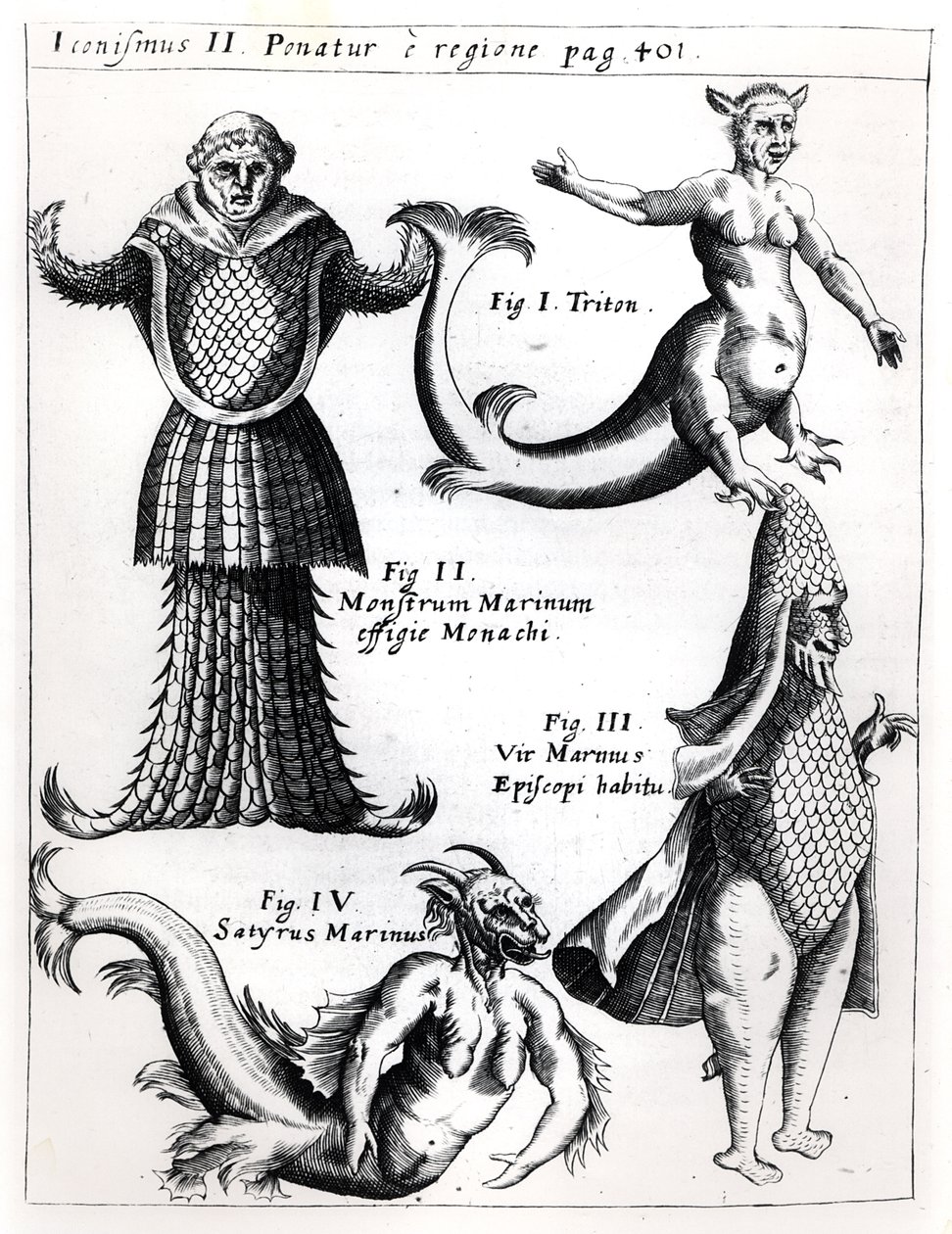 Seemonster, Illustration aus Physica Curiosa von Gaspar Schott S.J. (1608-66), veröffentlicht Würzburg 1662 von German School