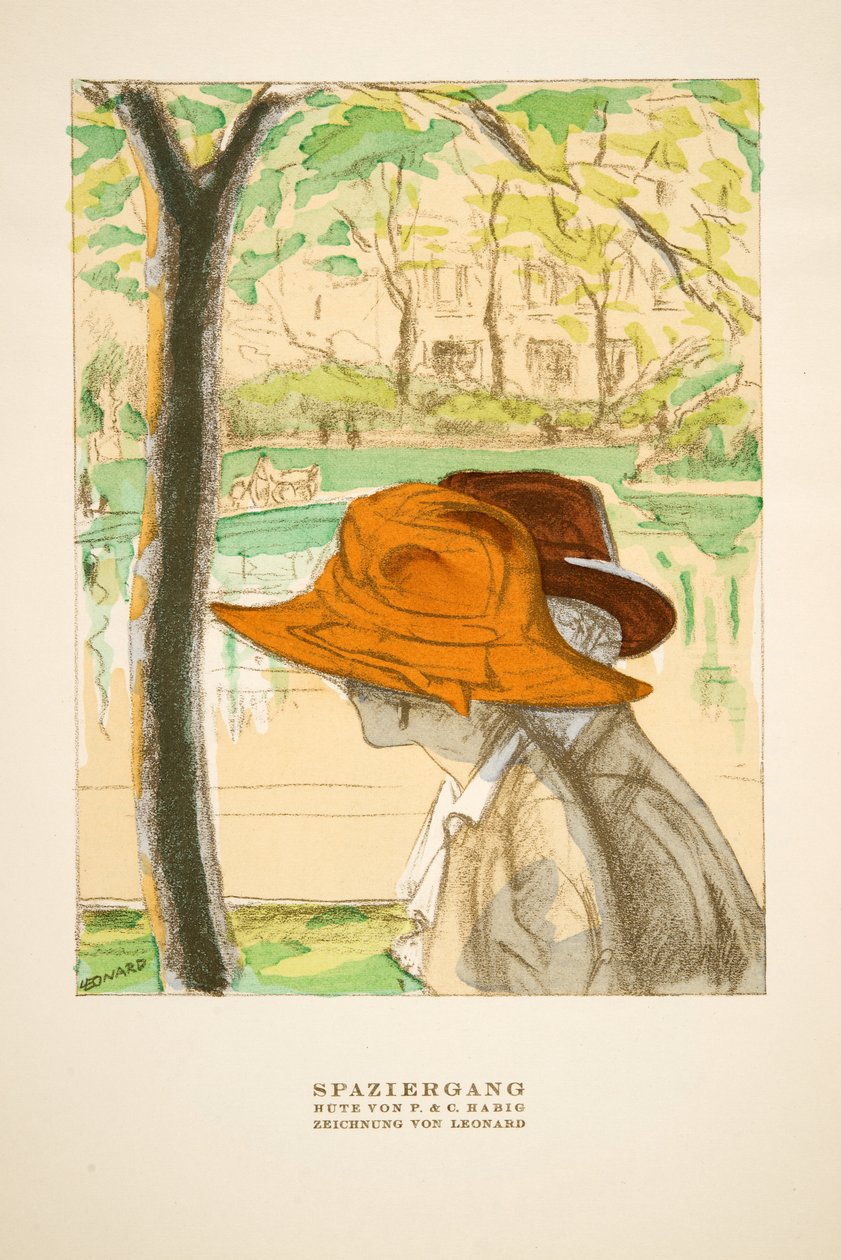 Spaziergang, Werbung für Hüte von P & C Habig, aus Styl, veröffentlicht 1922 von German School