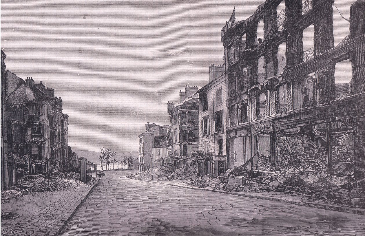 Straße in St. Cloud, Cassells Geschichte des Krieges zwischen Frankreich und Deutschland, veröffentlicht von Cassell und Company Limited, ca. 1890 von German School