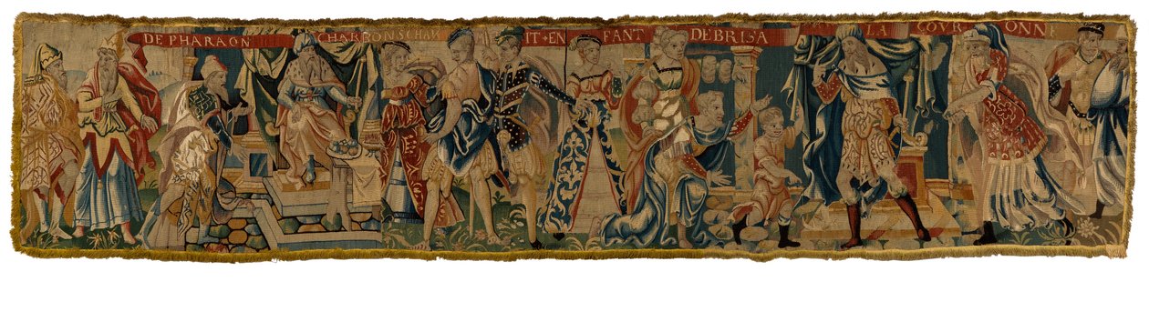 Wandteppich, der Moses darstellt, der die Krone des Pharaos niederwirft und bestraft wird, aus dem Rheinland von German School