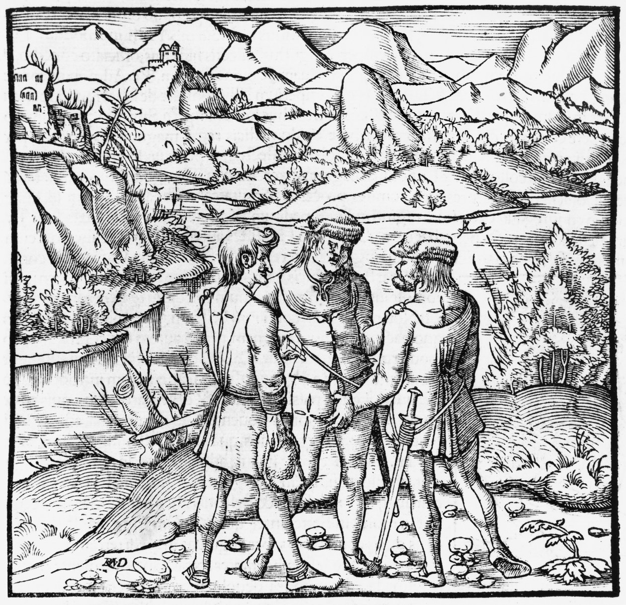 Der Rütlischwur, Illustration aus Cosmographie Universelle von Sebastien Munster (1488-1552) Basel, veröffentlicht 1559 von German School