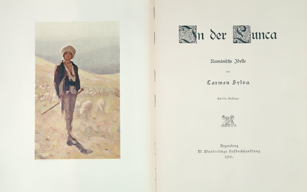 Titelseite des Romans In der Lunca von Carmen Sylva, veröffentlicht in Regensburg 1906 von German School