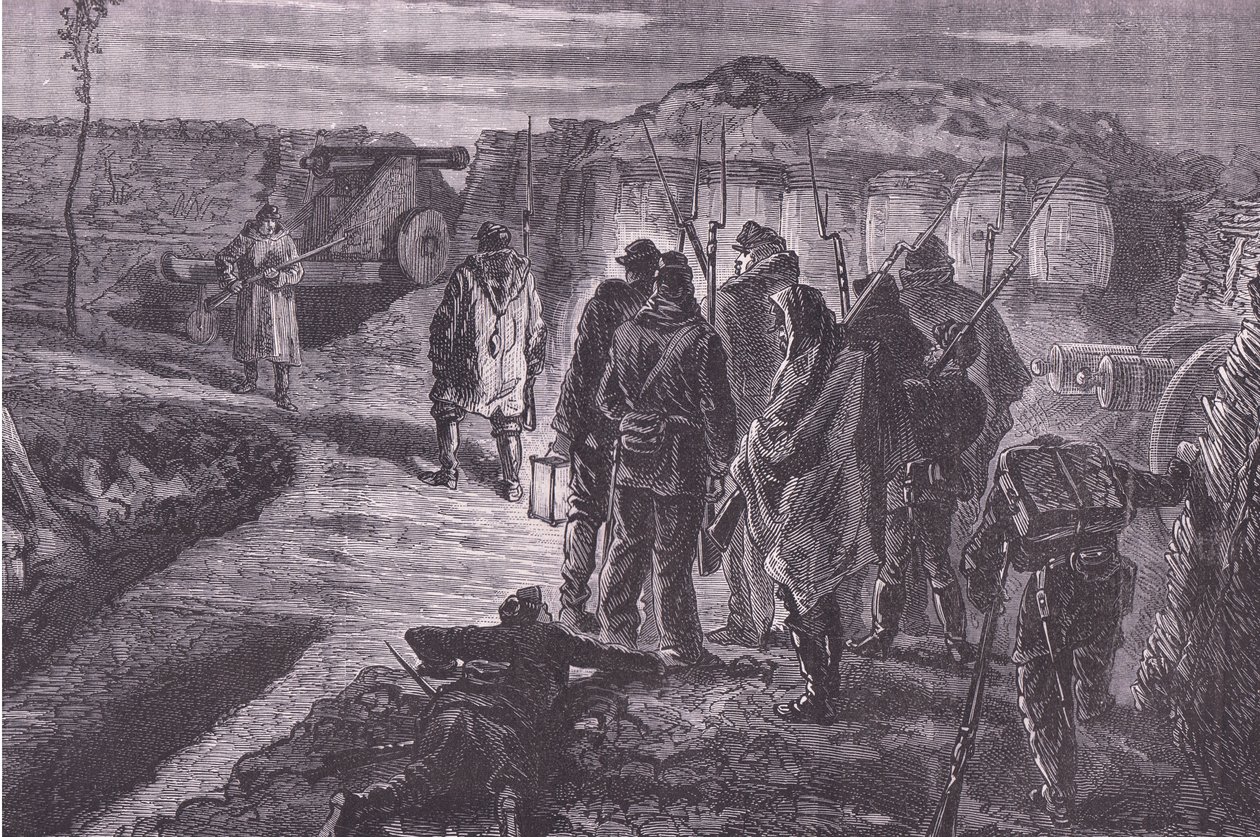 Auf den Wällen, aus Cassells Geschichte des Krieges zwischen Frankreich und Deutschland, veröffentlicht von Cassell and Company Limited, ca. 1890 von German School