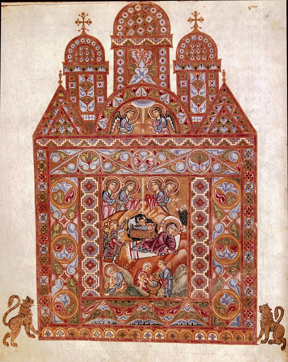 Geburt Christi (Miniatur aus dem Codex Egberti) von German School