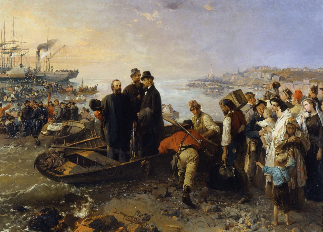 Garibaldi mit den Tausend verlässt Quarto (Genua) nach Marsala (Sizilien) im Jahr 1870 von Gerolamo Induno