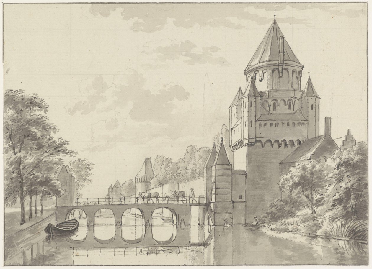 Ansicht der Kleinen Houtpoort, Haarlem von Gerrit Adriaenszoon Berckheyde