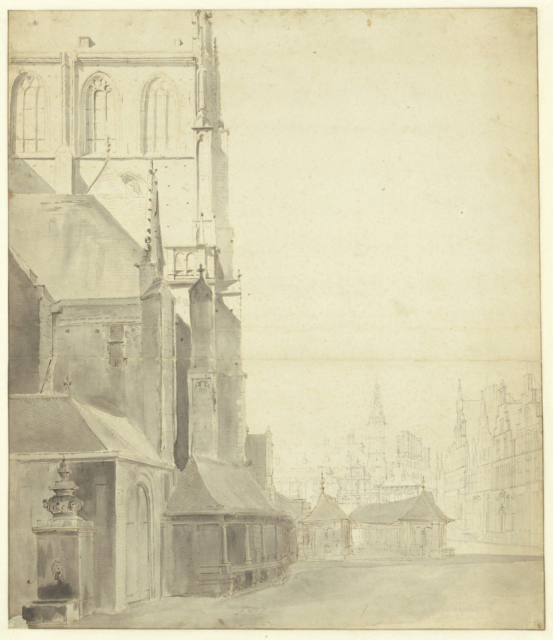 Vismarkt, Ostseite, mit Pumpe von Gerrit Adriaenszoon Berckheyde