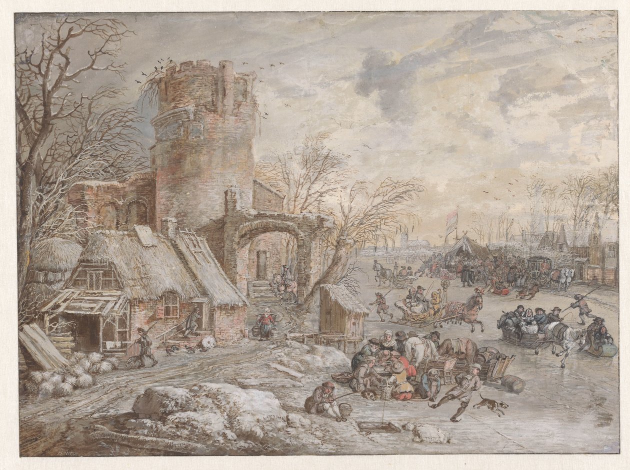 Winterlandschaft mit Eisvergnügen von Gerrit Battem