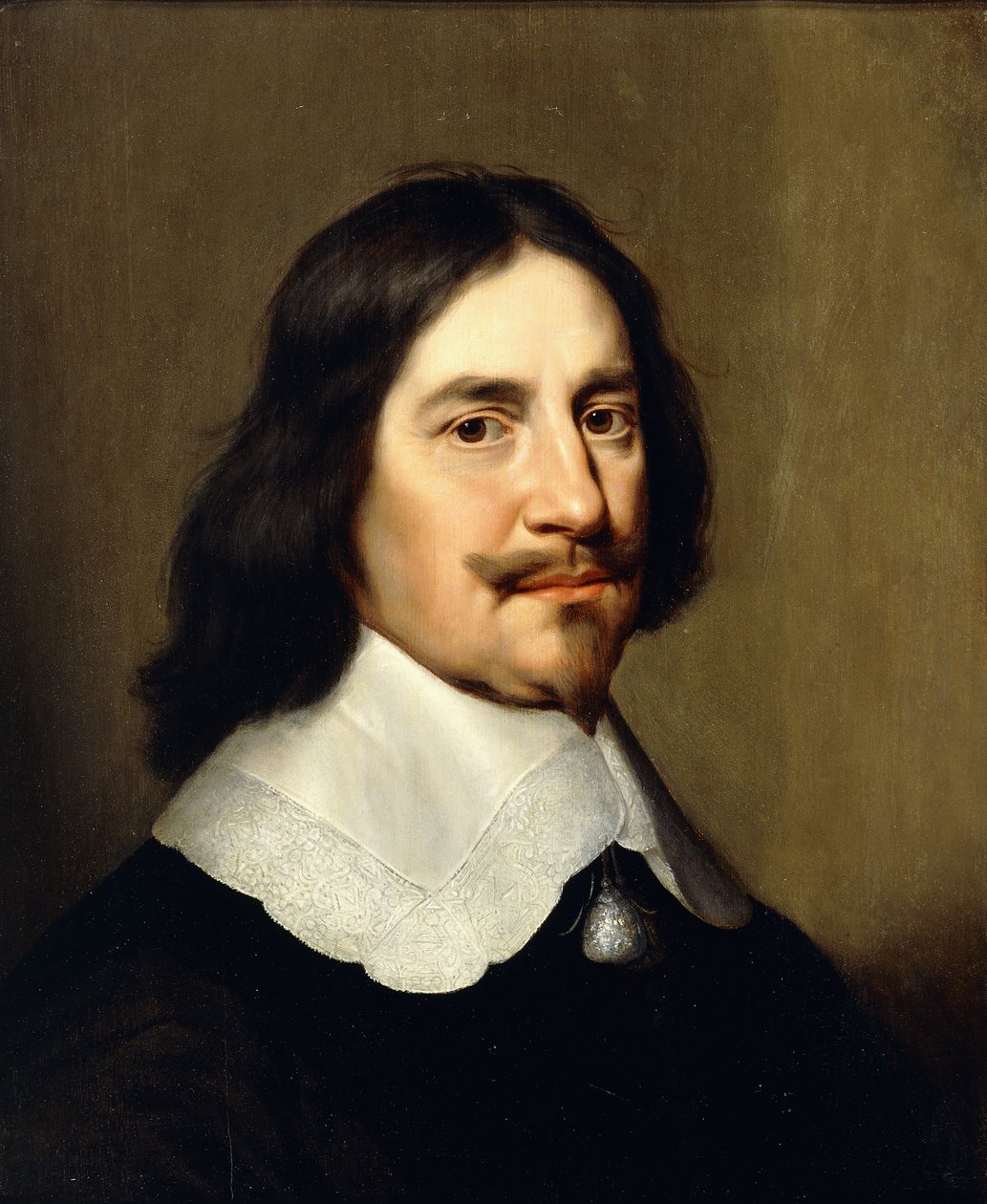 Porträt eines Gentlemans, Brustbild, in Schwarz von Gerrit van Honthorst